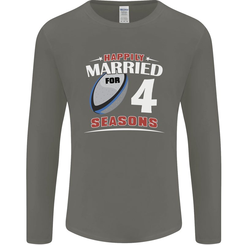 4 Year Wedding Anniversary 4th Rugby Mens Long Sleeve T-Shirt Charcoal