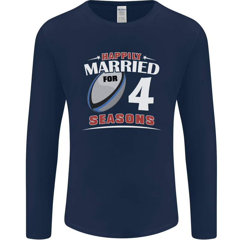 4 Year Wedding Anniversary 4th Rugby Mens Long Sleeve T-Shirt Navy Blue