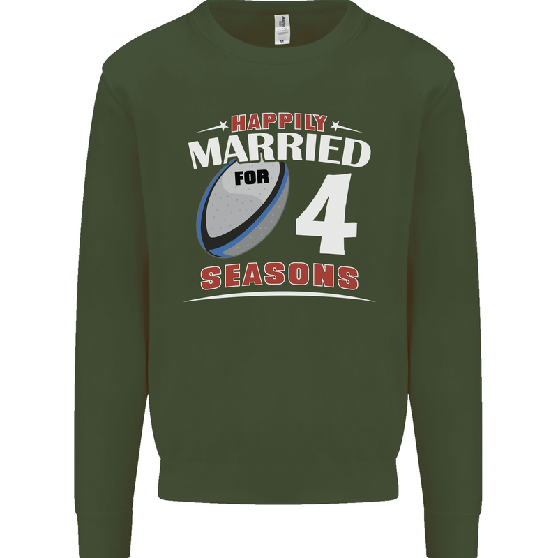 4 Year Wedding Anniversary 4th Rugby Mens Sweatshirt Jumper Forest Green