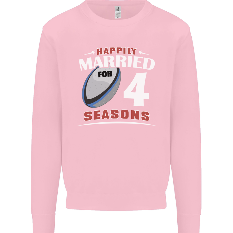 4 Year Wedding Anniversary 4th Rugby Mens Sweatshirt Jumper Light Pink