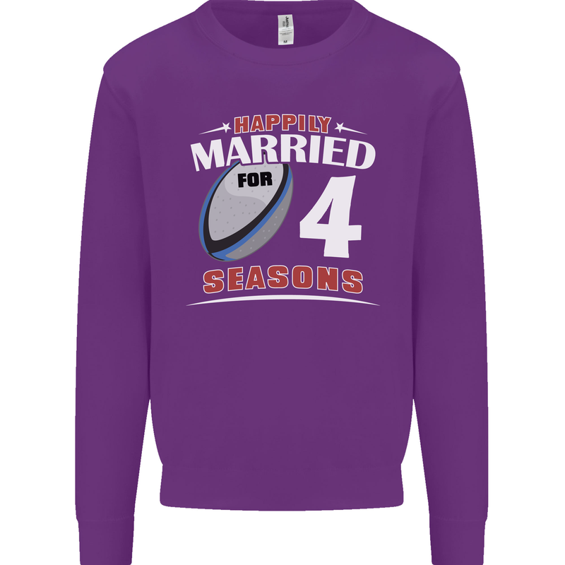 4 Year Wedding Anniversary 4th Rugby Mens Sweatshirt Jumper Purple