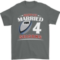 4 Year Wedding Anniversary 4th Rugby Mens T-Shirt 100% Cotton Charcoal