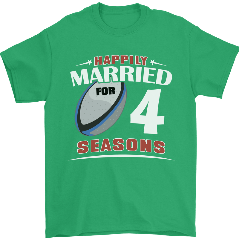 4 Year Wedding Anniversary 4th Rugby Mens T-Shirt 100% Cotton Irish Green