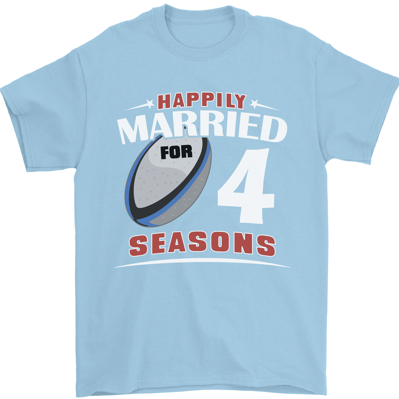 4 Year Wedding Anniversary 4th Rugby Mens T-Shirt 100% Cotton Light Blue