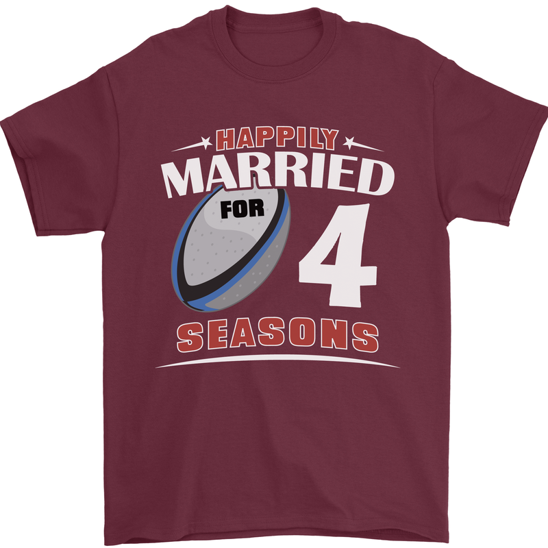 4 Year Wedding Anniversary 4th Rugby Mens T-Shirt 100% Cotton Maroon