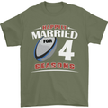 4 Year Wedding Anniversary 4th Rugby Mens T-Shirt 100% Cotton Military Green