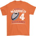 4 Year Wedding Anniversary 4th Rugby Mens T-Shirt 100% Cotton Orange