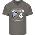 4 Year Wedding Anniversary 4th Rugby Mens V-Neck Cotton T-Shirt Charcoal