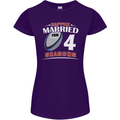 4 Year Wedding Anniversary 4th Rugby Womens Petite Cut T-Shirt Purple