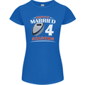 4 Year Wedding Anniversary 4th Rugby Womens Petite Cut T-Shirt Royal Blue