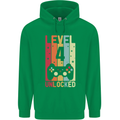 4th Birthday 4 Year Old Level Up Gamming Childrens Kids Hoodie Irish Green