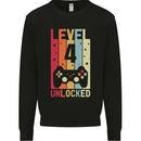 4th Birthday 4 Year Old Level Up Gamming Kids Sweatshirt Jumper Black