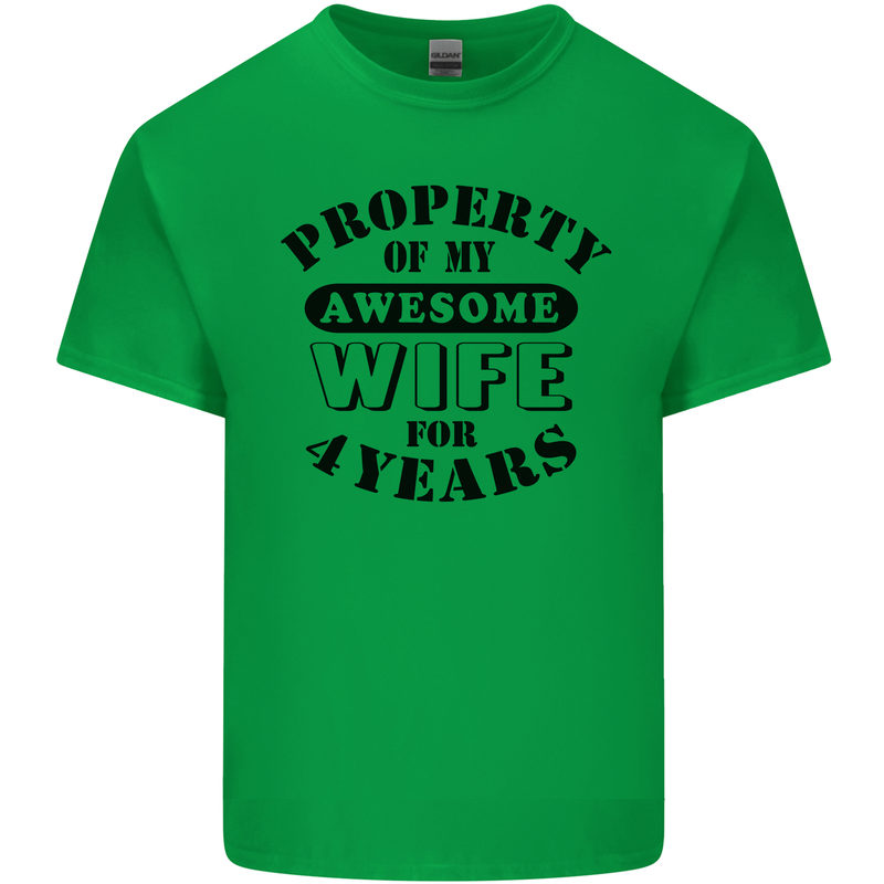 4th Wedding Anniversary 4 Year Funny Wife Mens Cotton T-Shirt Tee Top Irish Green