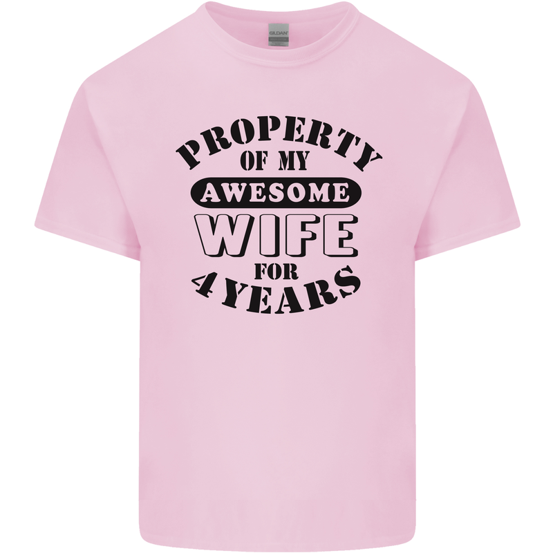 4th Wedding Anniversary 4 Year Funny Wife Mens Cotton T-Shirt Tee Top Light Pink