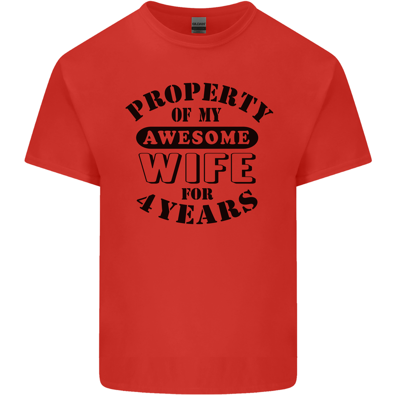 4th Wedding Anniversary 4 Year Funny Wife Mens Cotton T-Shirt Tee Top Red