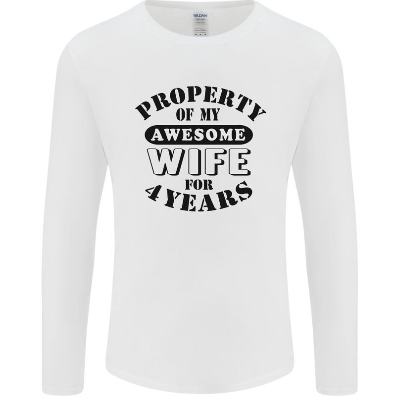 4th Wedding Anniversary 4 Year Funny Wife Mens Long Sleeve T-Shirt White