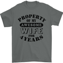 4th Wedding Anniversary 4 Year Funny Wife Mens T-Shirt 100% Cotton Charcoal