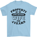 4th Wedding Anniversary 4 Year Funny Wife Mens T-Shirt 100% Cotton Light Blue