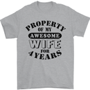 4th Wedding Anniversary 4 Year Funny Wife Mens T-Shirt 100% Cotton Sports Grey