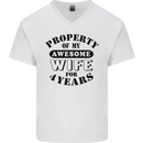 4th Wedding Anniversary 4 Year Funny Wife Mens V-Neck Cotton T-Shirt White