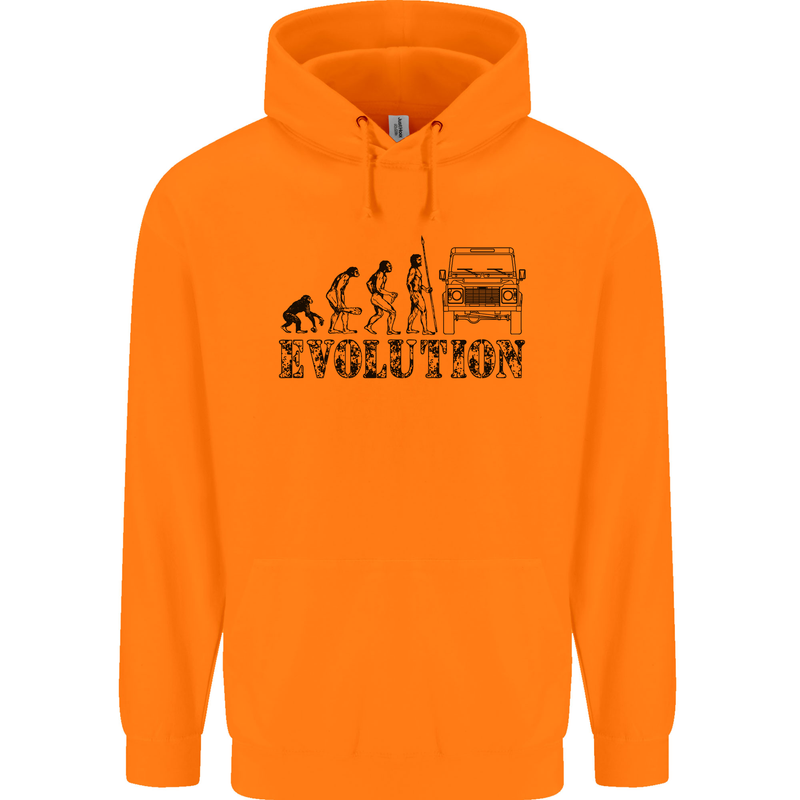 4x4 Evolution Off Roading Road Driving Childrens Kids Hoodie Orange