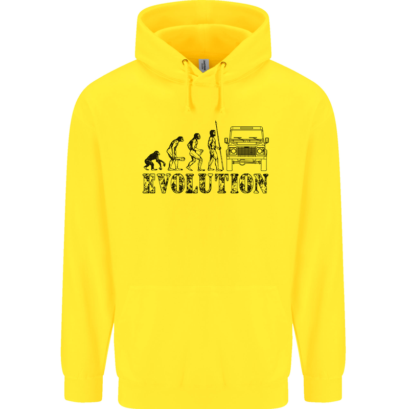 4x4 Evolution Off Roading Road Driving Childrens Kids Hoodie Yellow