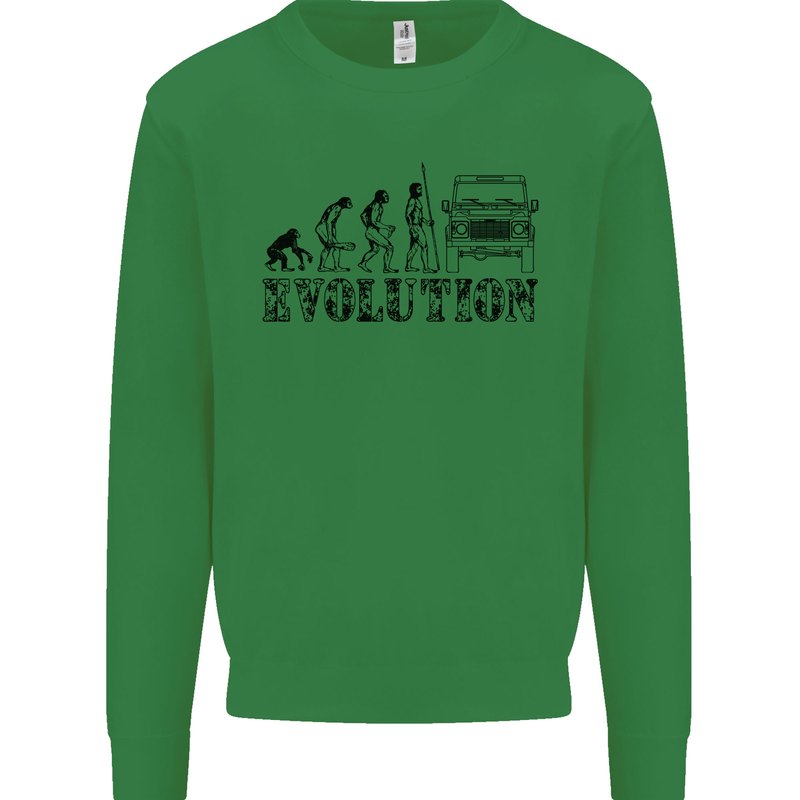 4x4 Evolution Off Roading Road Driving Kids Sweatshirt Jumper Irish Green