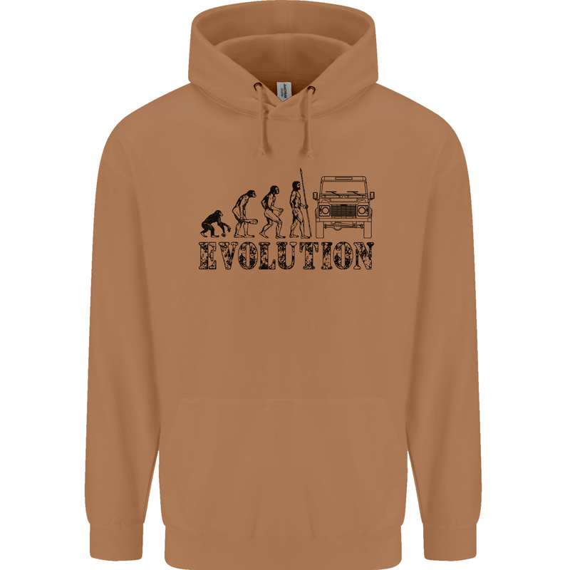 4x4 Evolution Off Roading Road Driving Mens 80% Cotton Hoodie Caramel Latte