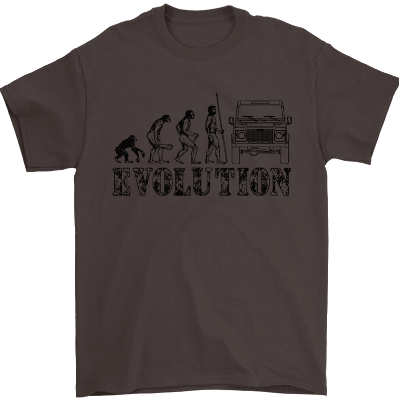 4x4 Evolution Off Roading Road Driving Mens T-Shirt Cotton Gildan Dark Chocolate