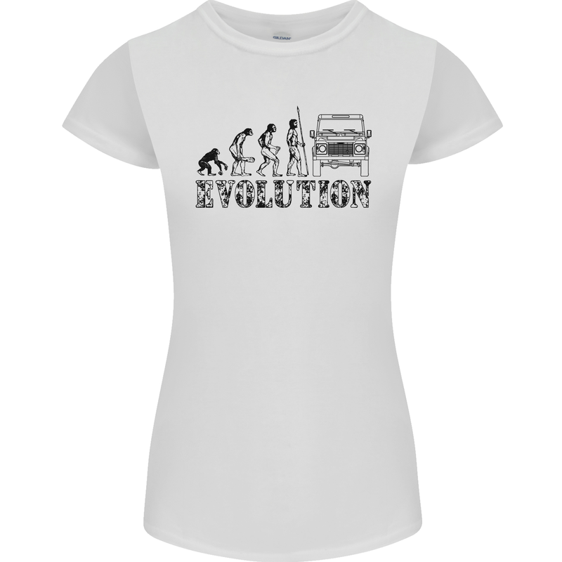 4x4 Evolution Off Roading Road Driving Womens Petite Cut T-Shirt White