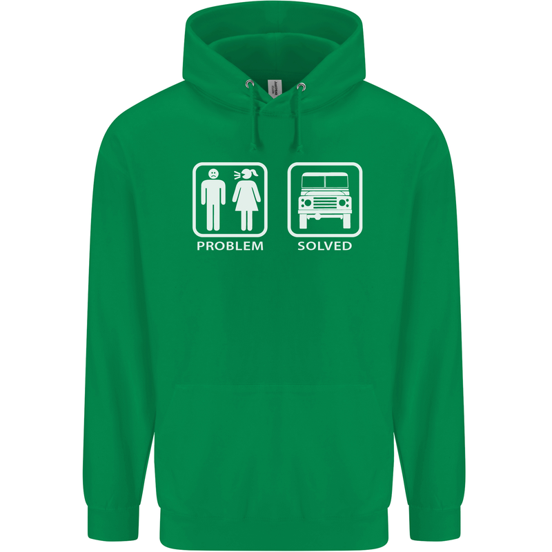 4x4 Problem Solved Off Roading Road Childrens Kids Hoodie Irish Green