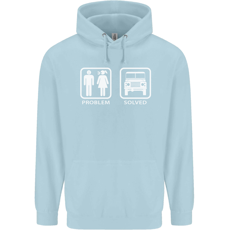 4x4 Problem Solved Off Roading Road Childrens Kids Hoodie Light Blue