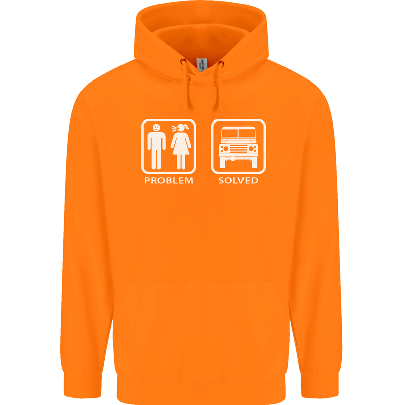 4x4 Problem Solved Off Roading Road Childrens Kids Hoodie Orange