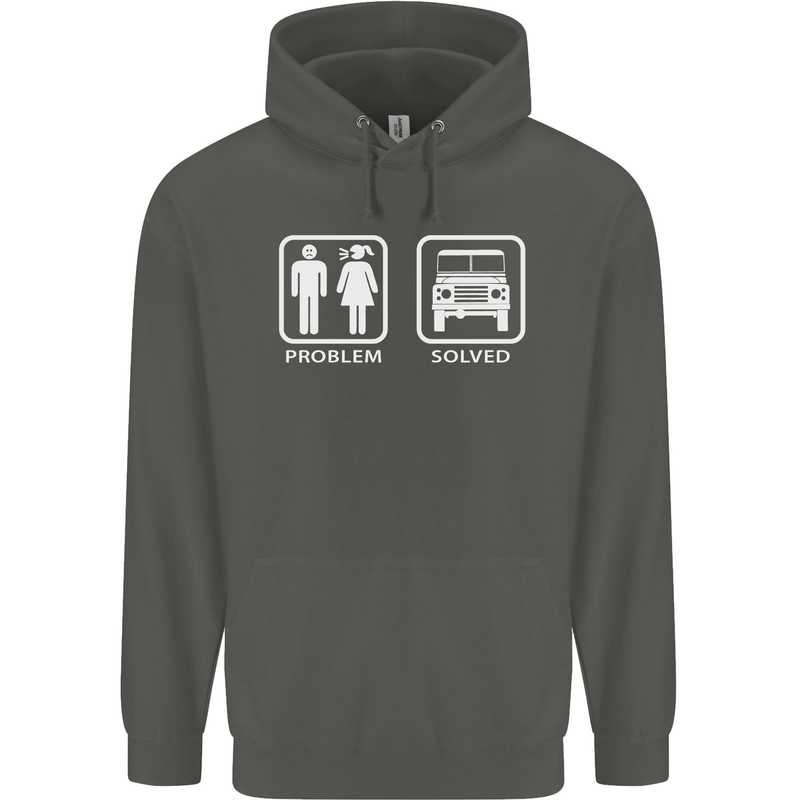 4x4 Problem Solved Off Roading Road Childrens Kids Hoodie Storm Grey