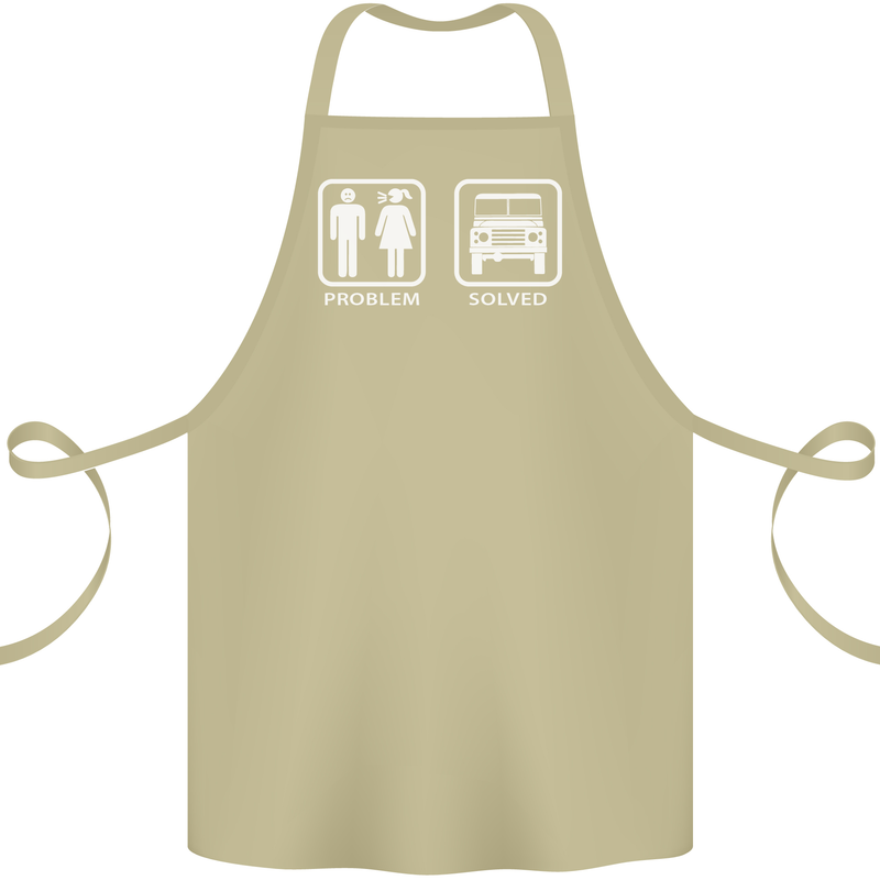 4x4 Problem Solved Off Roading Road Cotton Apron 100% Organic Khaki