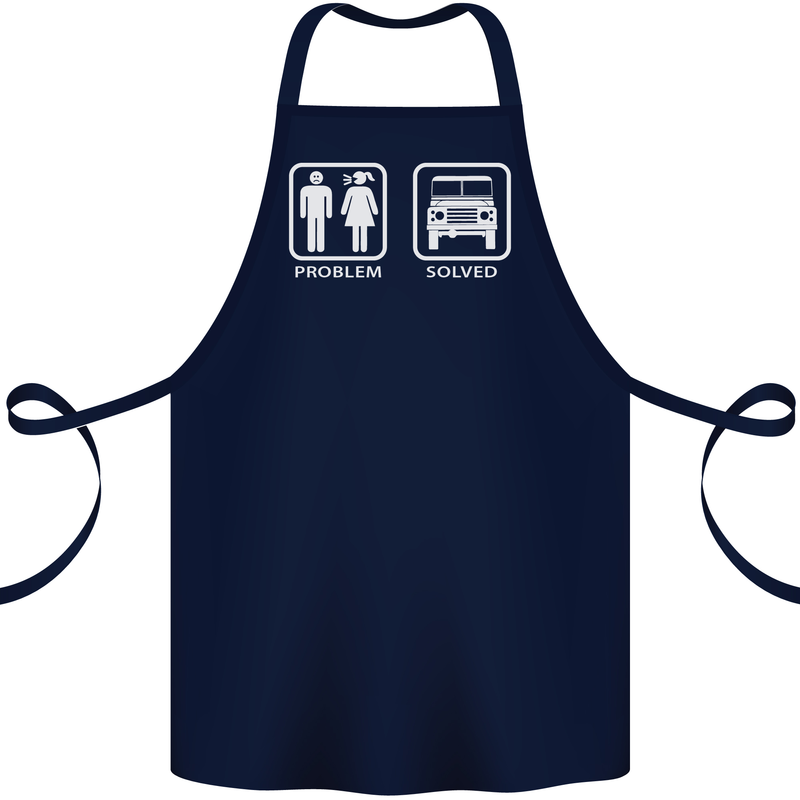 4x4 Problem Solved Off Roading Road Cotton Apron 100% Organic Navy Blue