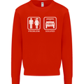 4x4 Problem Solved Off Roading Road Mens Sweatshirt Jumper Bright Red