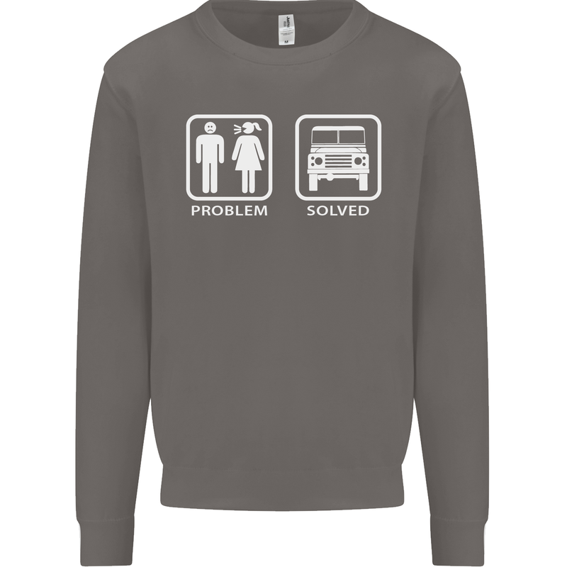 4x4 Problem Solved Off Roading Road Mens Sweatshirt Jumper Charcoal