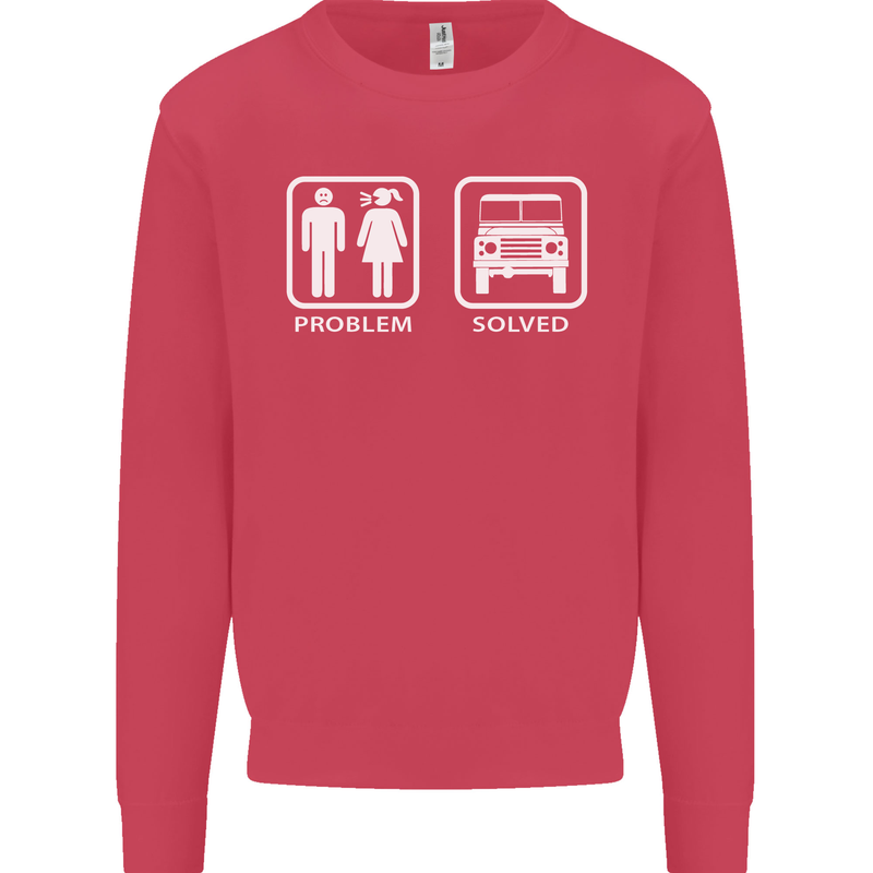 4x4 Problem Solved Off Roading Road Mens Sweatshirt Jumper Heliconia