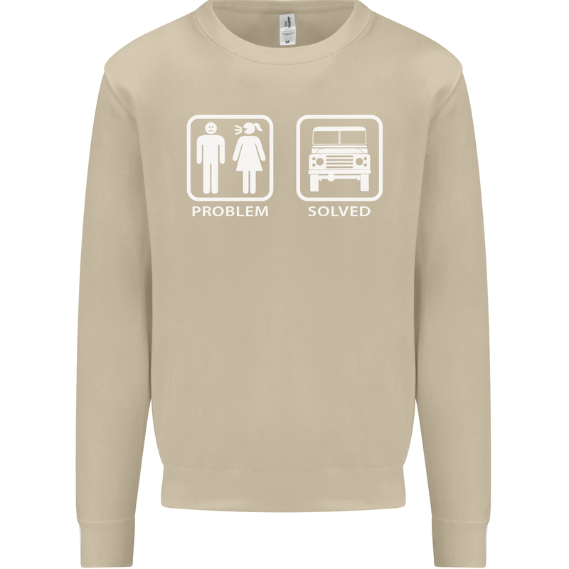 4x4 Problem Solved Off Roading Road Mens Sweatshirt Jumper Sand