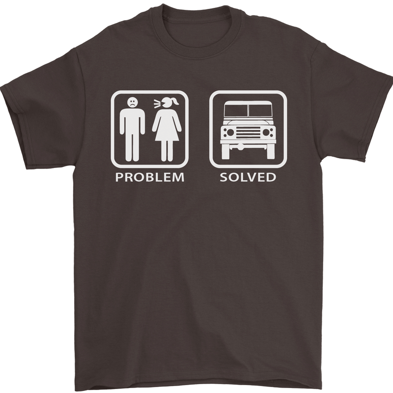 4x4 Problem Solved Off Roading Road Mens T-Shirt Cotton Gildan Dark Chocolate