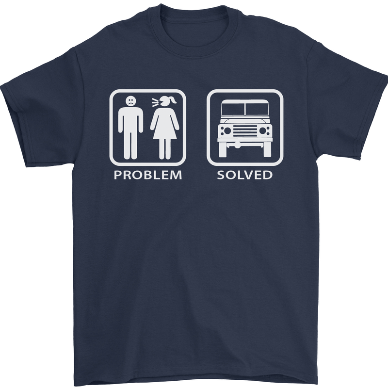 4x4 Problem Solved Off Roading Road Mens T-Shirt Cotton Gildan Navy Blue