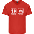 4x4 Problem Solved Off Roading Road Mens V-Neck Cotton T-Shirt Red