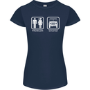 4x4 Problem Solved Off Roading Road Womens Petite Cut T-Shirt Navy Blue