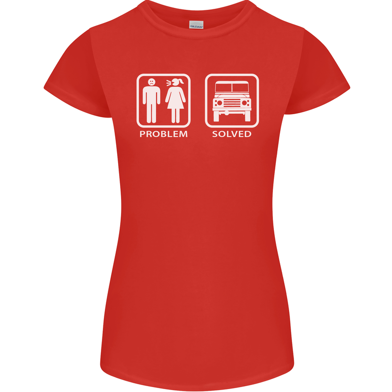 4x4 Problem Solved Off Roading Road Womens Petite Cut T-Shirt Red