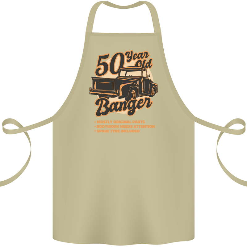50 Year Old Banger Birthday 50th Year Old Cotton Apron 100% Organic Khaki