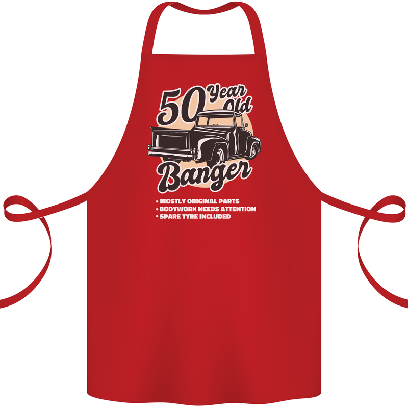 50 Year Old Banger Birthday 50th Year Old Cotton Apron 100% Organic Red