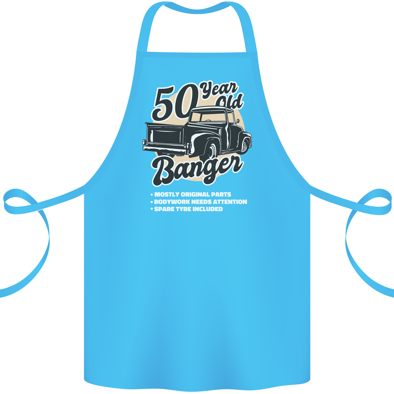 50 Year Old Banger Birthday 50th Year Old Cotton Apron 100% Organic Turquoise