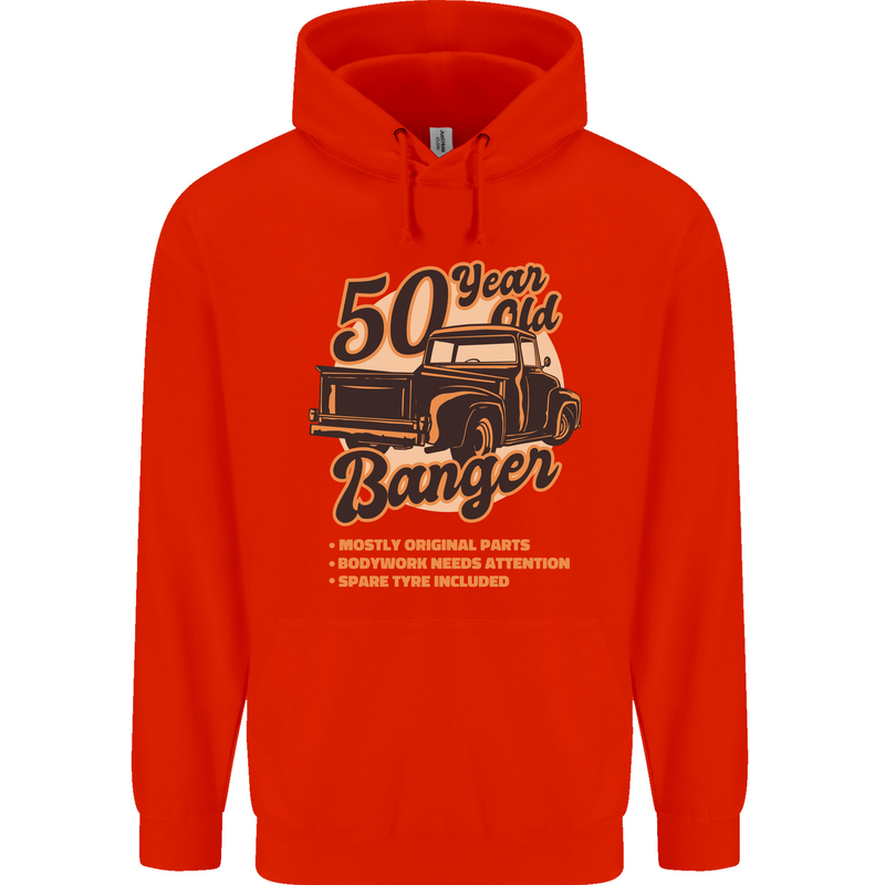 50 Year Old Banger Birthday 50th Year Old Mens 80% Cotton Hoodie Bright Red