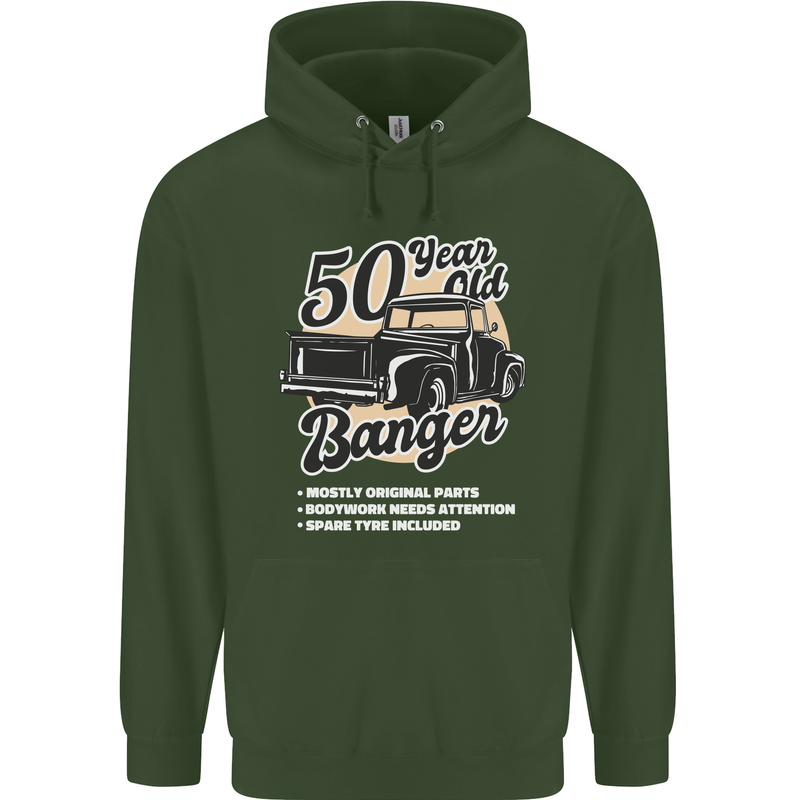 50 Year Old Banger Birthday 50th Year Old Mens 80% Cotton Hoodie Forest Green